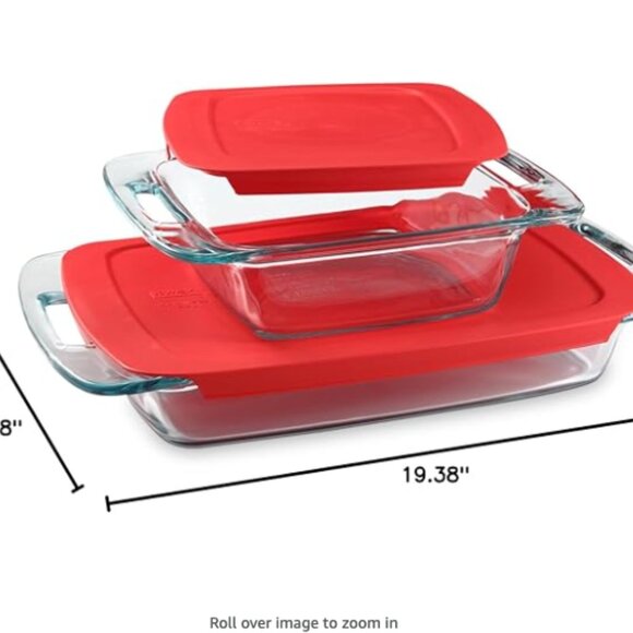 2-Pack Glass Baking Dish Set (2QT, 3QT) with Snug Fit Locking BPA-Free Lids, Rec - Picture 1 of 5